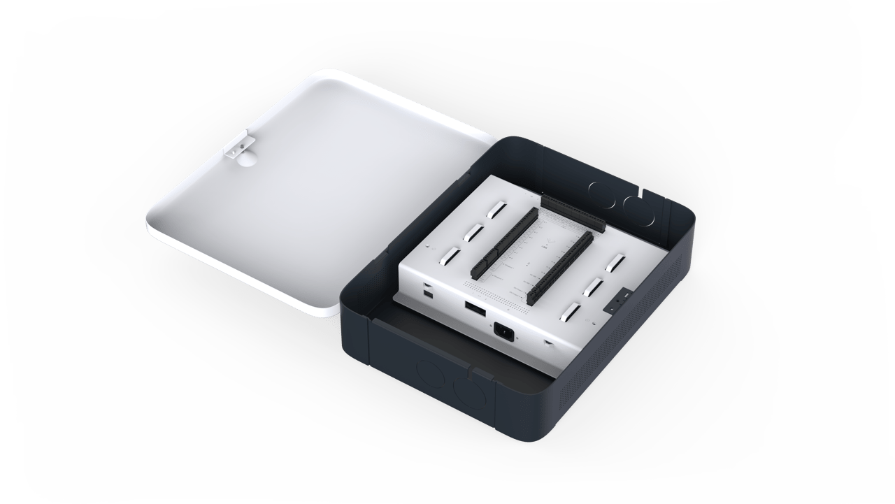 Verkada AX11 access control panel open enclosure showing internal hardware components.