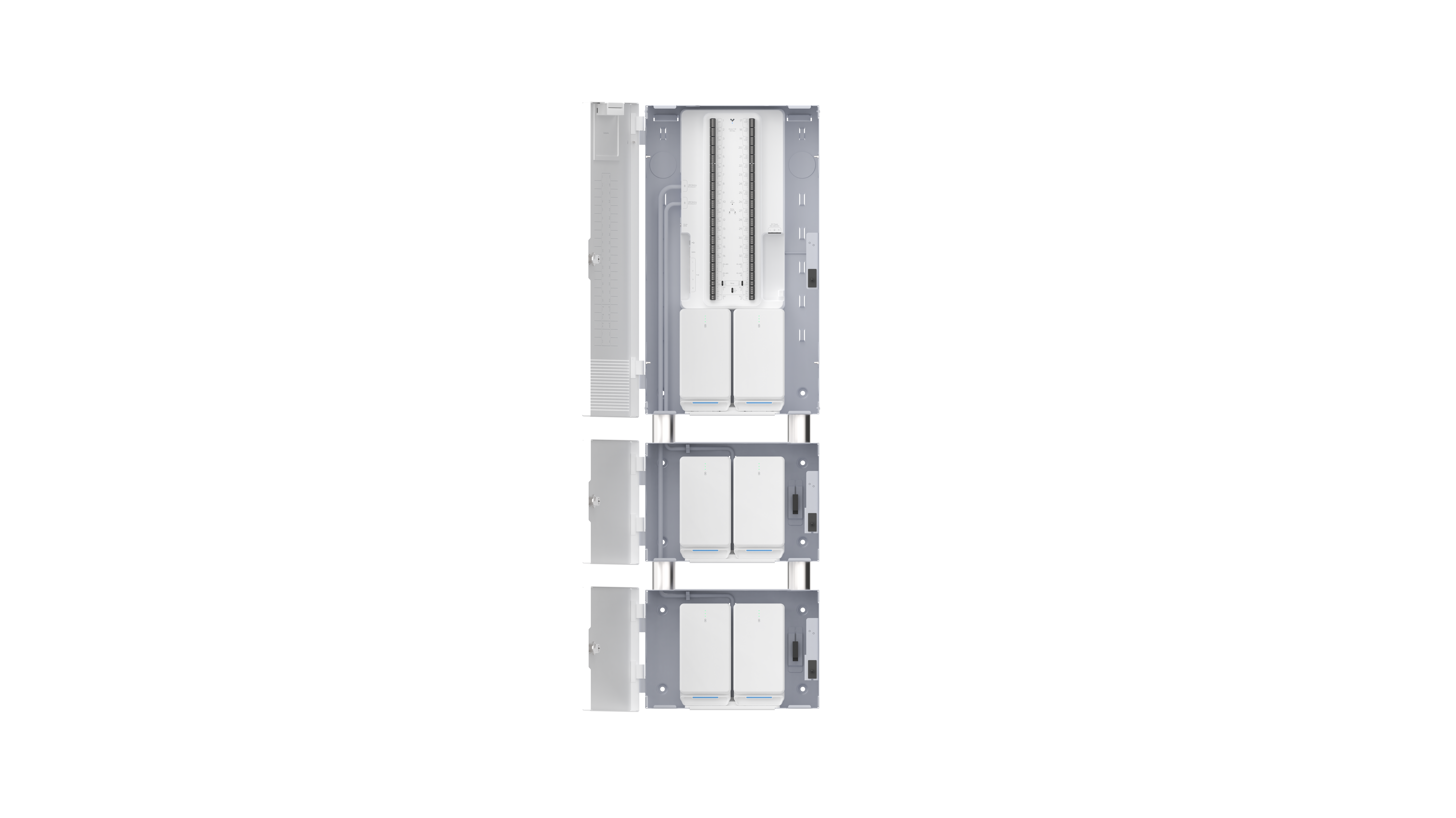 Verkada BP52 alarm panel and VBX expansion modules shown in a top-down product render.